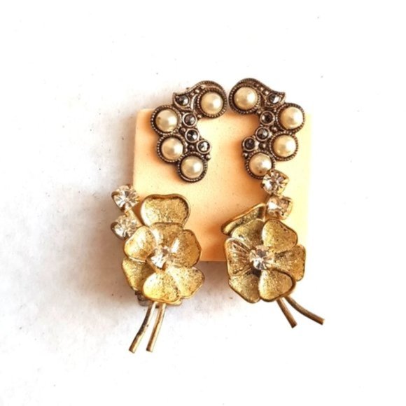 Two vintage pairs of clip on earrings